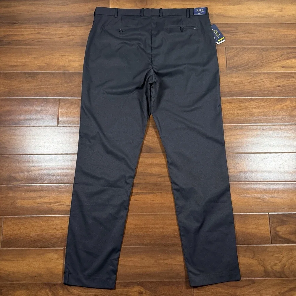 Polo Ralph Lauren Men's Size 42 T Tall Black Performance Tech Flat Front Pants